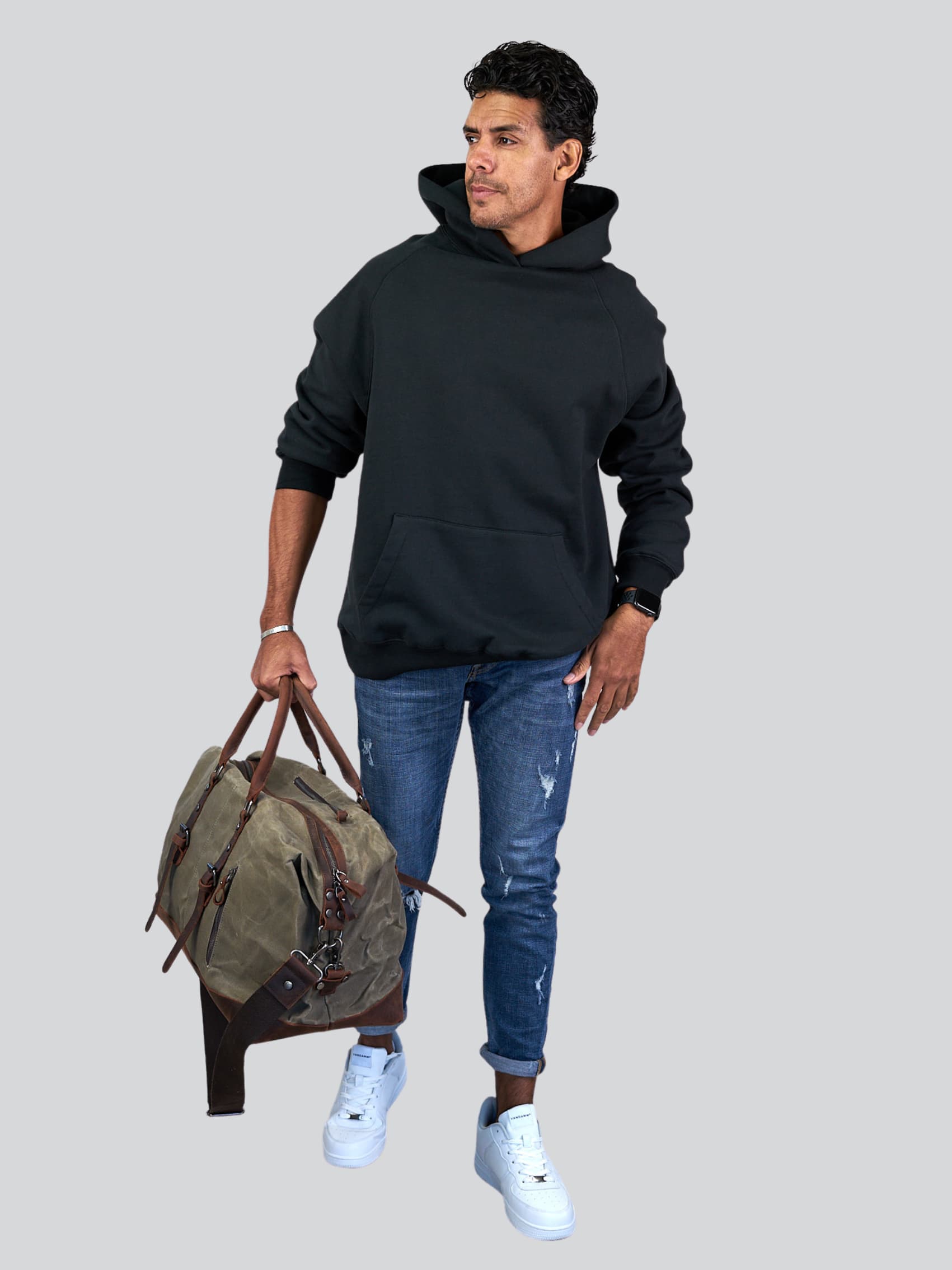 VANDAMM® Sportswear & Lifestyle Hoodie Black Kapuzenpullover Weekender Canvas Tasche